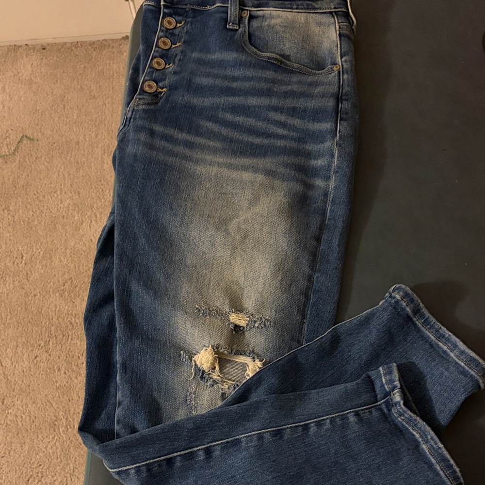 Kancan button up distressed jeans